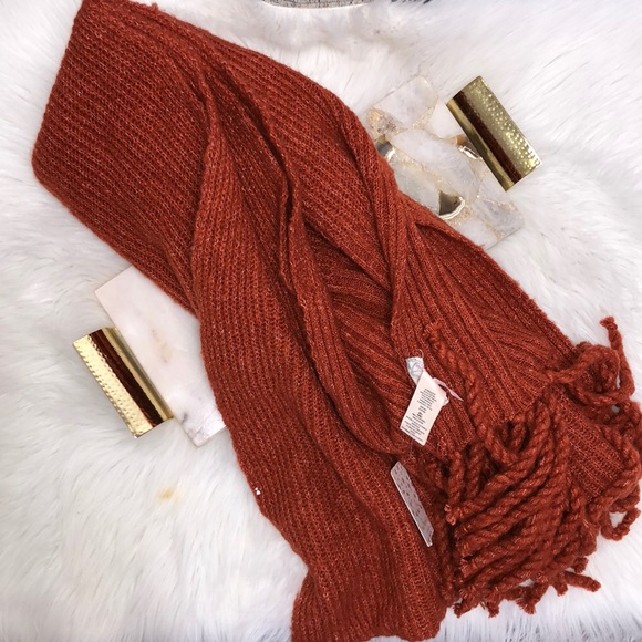 Free People Accessories - FREE PEOPLE TERRA COTTA LONG KNIT  SCARF